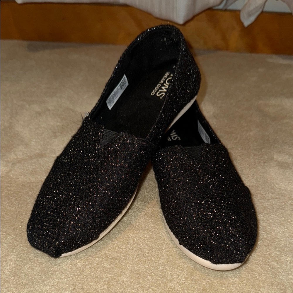 TOMS Black Sparkle Knit Alpargata